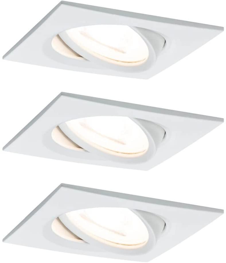 Paulmann EBL Set Nova eckig schw LED 3-stepdim 3x6,5W 230V GU10 51mm Weiß matt/Alu
