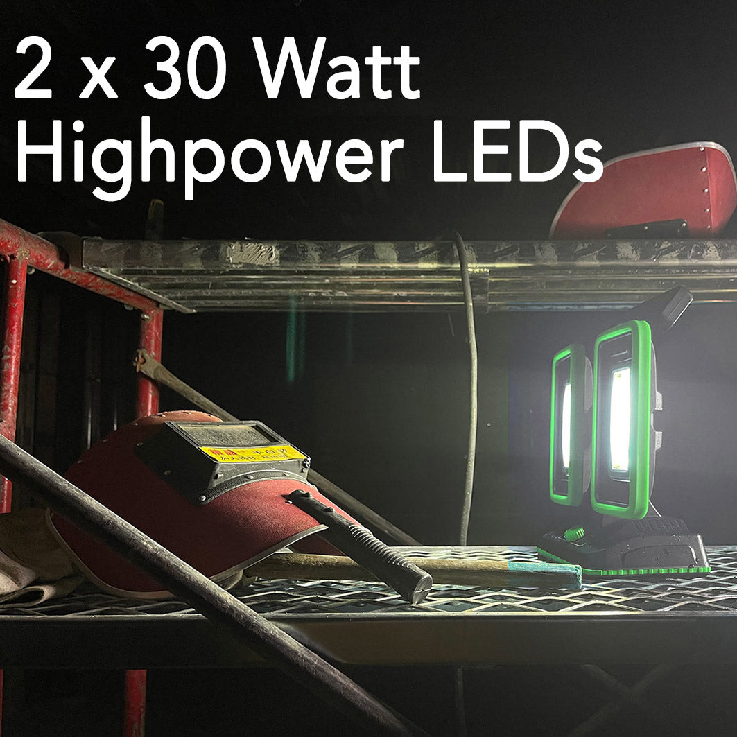 LED Baustrahler mit Akku "BSA-60 duo" 2x30W, 5600lm, 4500K / neutralweiß