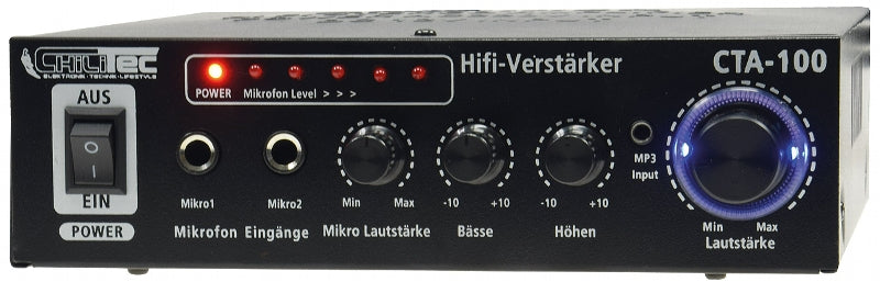 HiFi-Verstärker "CTA-100" 100W, schwarz 1x Line In, Betrieb 12V o. 230V