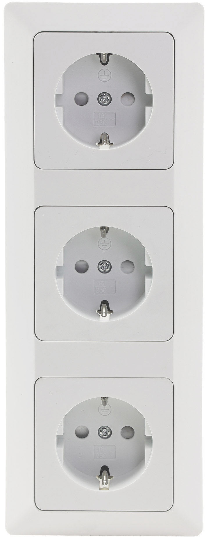 MILOS Set 3 Steckdosen + 3-fach Rahmen 250V~/ 16A, Klemmanschluss, Matt-weiß