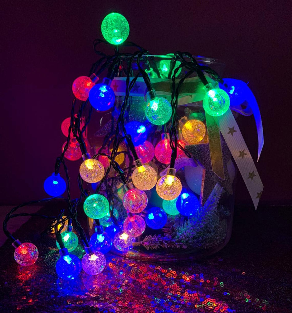 LED Batterie-Lichterkette "BubbleBall" 40 Kugeln 23mm Ø, 6m lang, multicolor