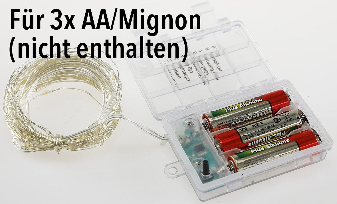 LED Batterie-Lichterkette "SilverWire80" 80 micro LEDs, 8m, warmweiß, IP44