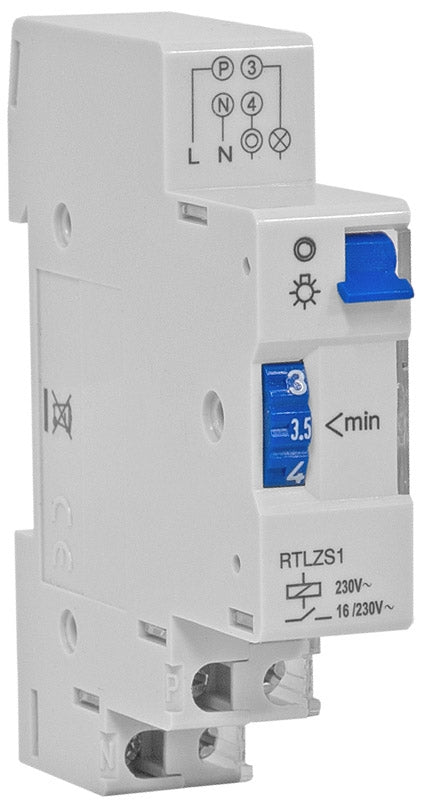 Treppenlichtzeitschalter / Zeitrelais 1 Wechsler, 230V/16A, 1-7 Minuten