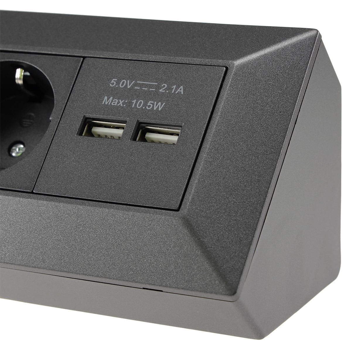 4-fach Steckdosenblock+2x USB, anthrazit 250V~/ 16A, Aufbaumontage