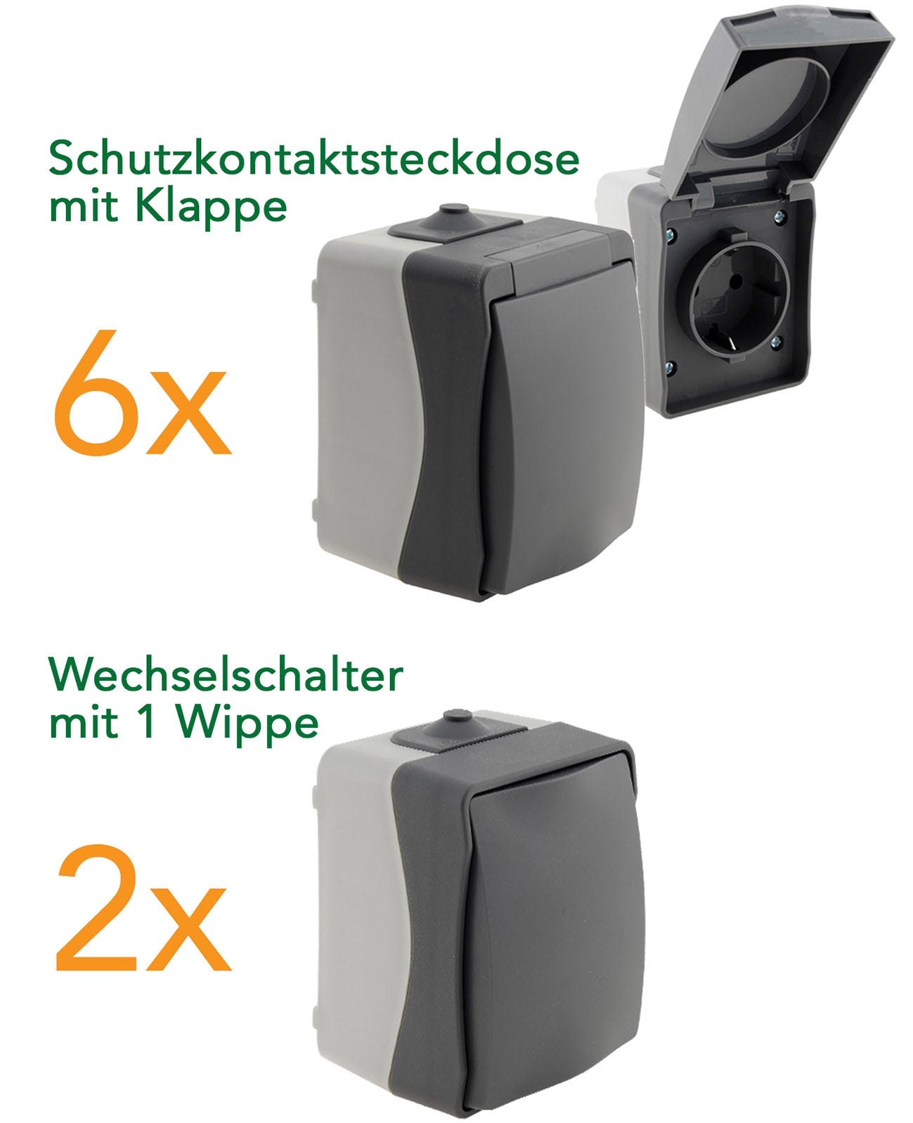 NUQUI Feuchtraum Starter-Kit 8-teilig, IP54, Aufputz, 250V~/ 16A