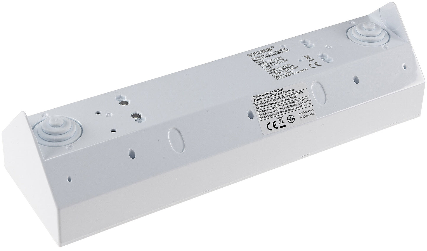 4-fach Steckdosenblock, USB-A+C, weiß 250V~/ 16A, Aufbaumontage, USB 3,1A, PD
