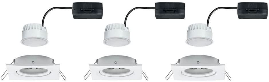 Paulmann EBL Set Nova Coin eckig schwenkbar LED 3x6,5W 2700K 230V Weiß matt/Alu