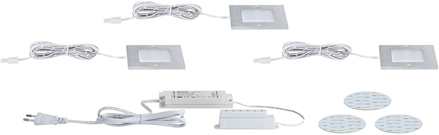 Paulmann Möbel ABL Set Leaf eckig LED 3x4,7W 20VA 230/12V 80x80mm Alu geb./Alu