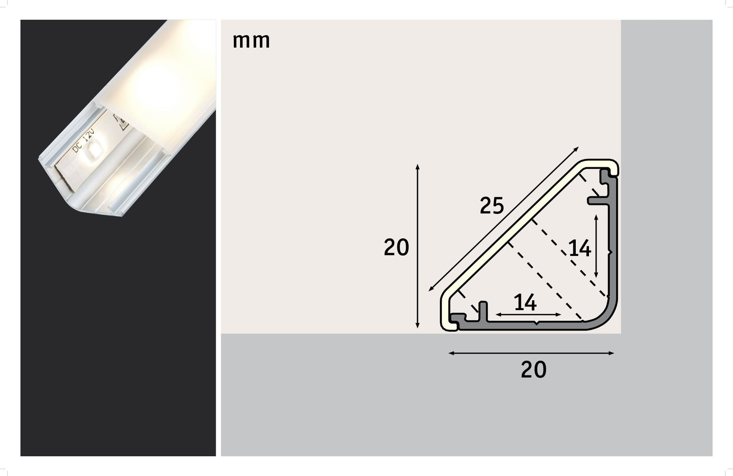 Paulmann Function Delta Profil mit Diffusor 100cm Alu eloxiert/Satin Alu/Kunststoff