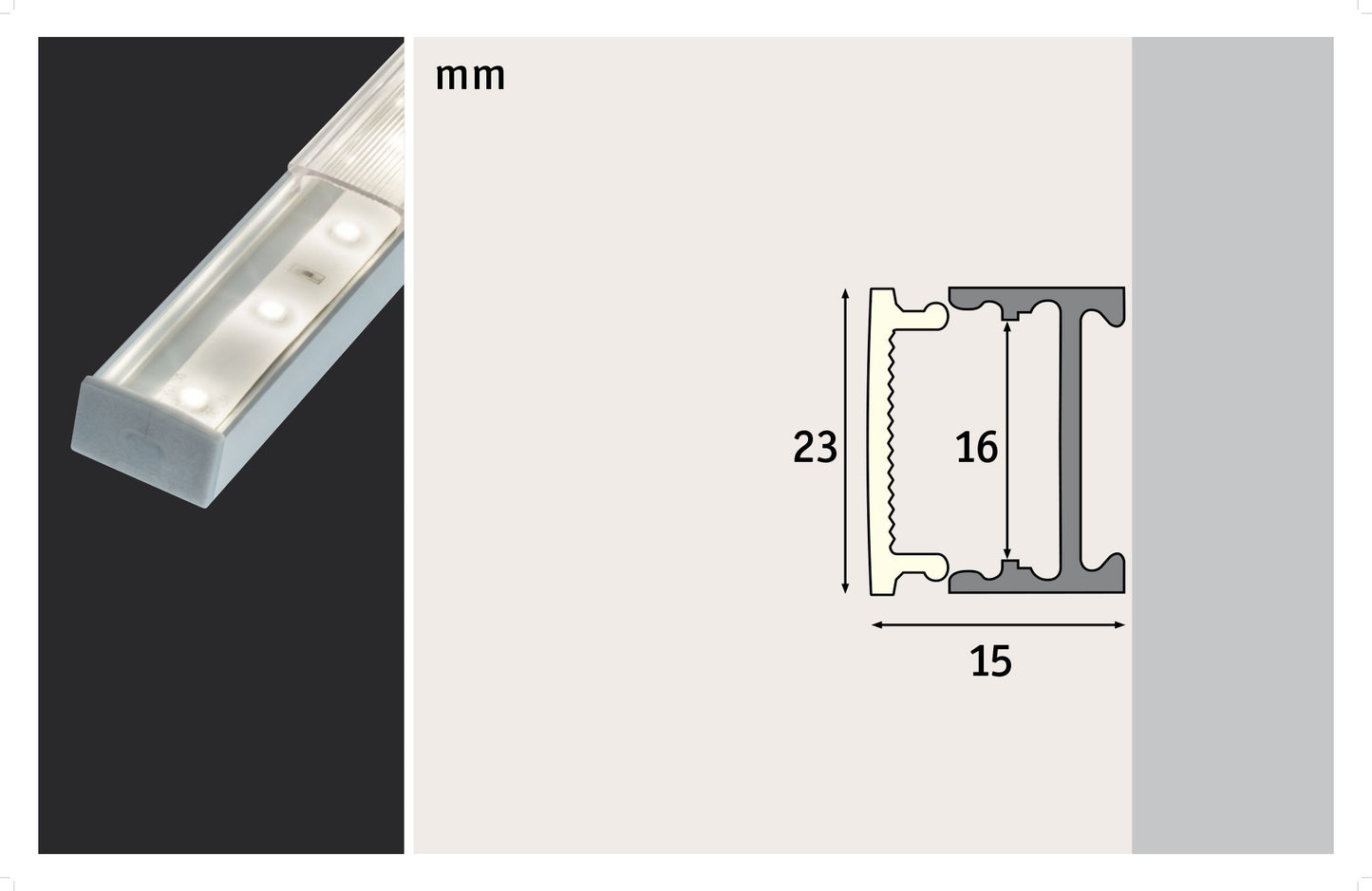 Paulmann Function Square Profil Diffusor 100cm Alu eloxiert Satin Alu Kunststoff