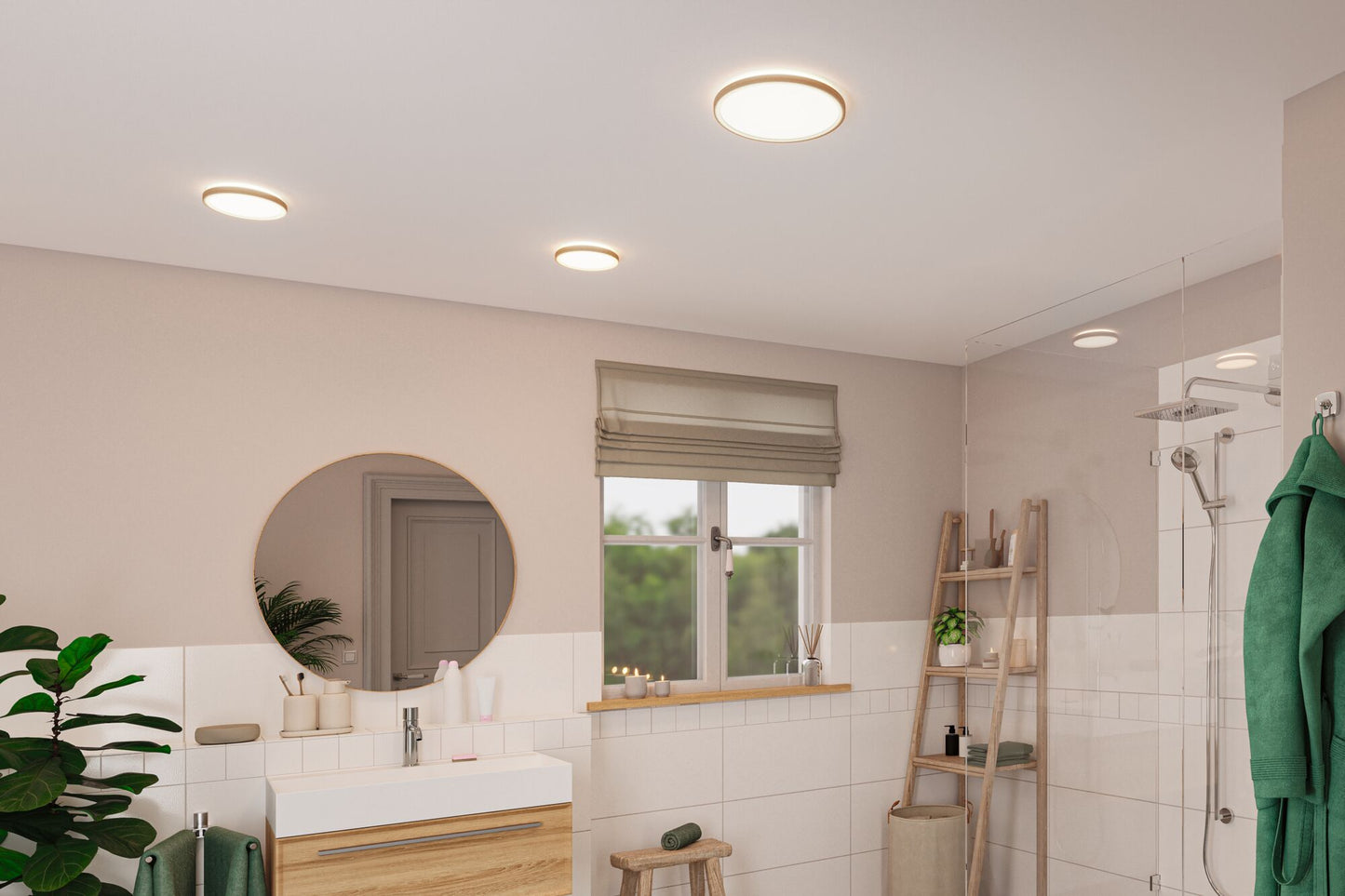 Paulmann LED Panel Atria Shine Backlight IP44 rund 190mm 4000K Holzoptik
