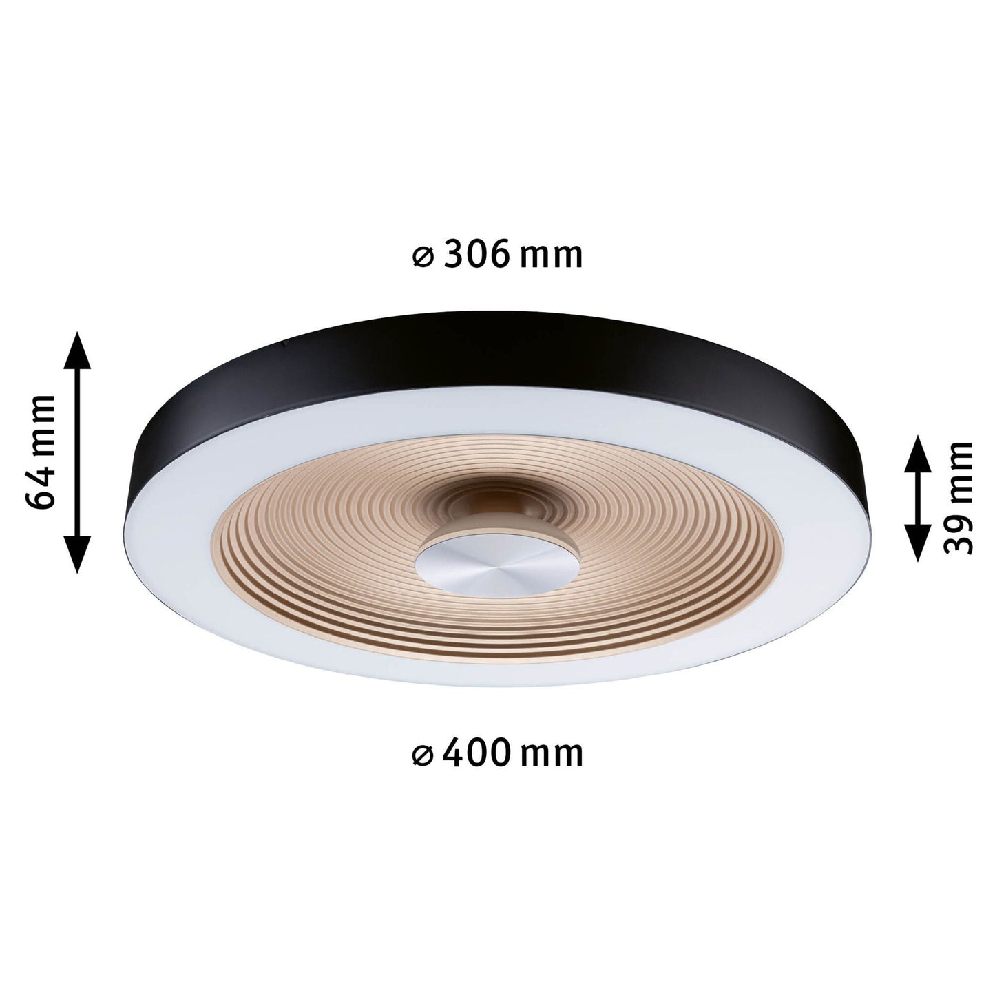 Paulmann LED Deckenleuchte Volea IP44 3000K 500lm / 2400lm 230V 4W / 18,5W dimmbar Schwarz#Gold