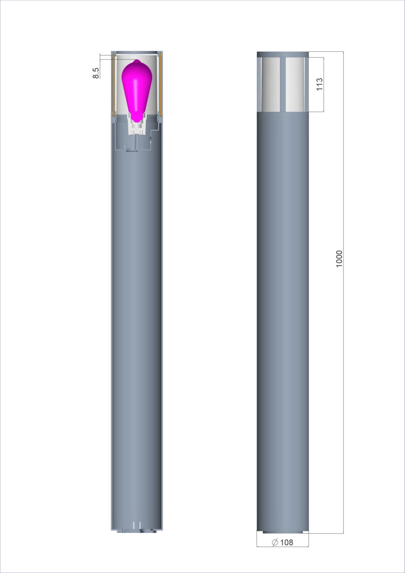 Deko-Light Facado 2 Round opal 1000mm, 1x max 20 W, E27, Rost