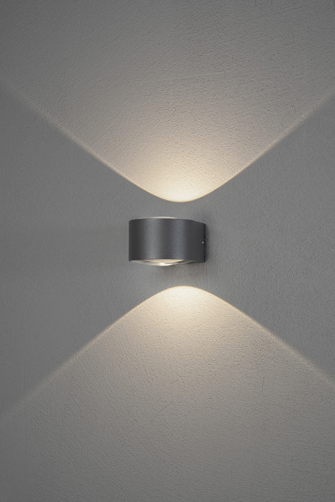 Konstsmide Gela LED Kristall-Linsen-Wandleuchte ab/auf anthrazit 2x6W