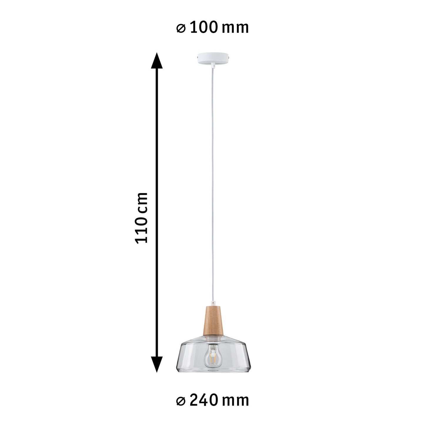 Paulmann Pendelleuchte Neordic Yva 1-flammig Glas/Holz