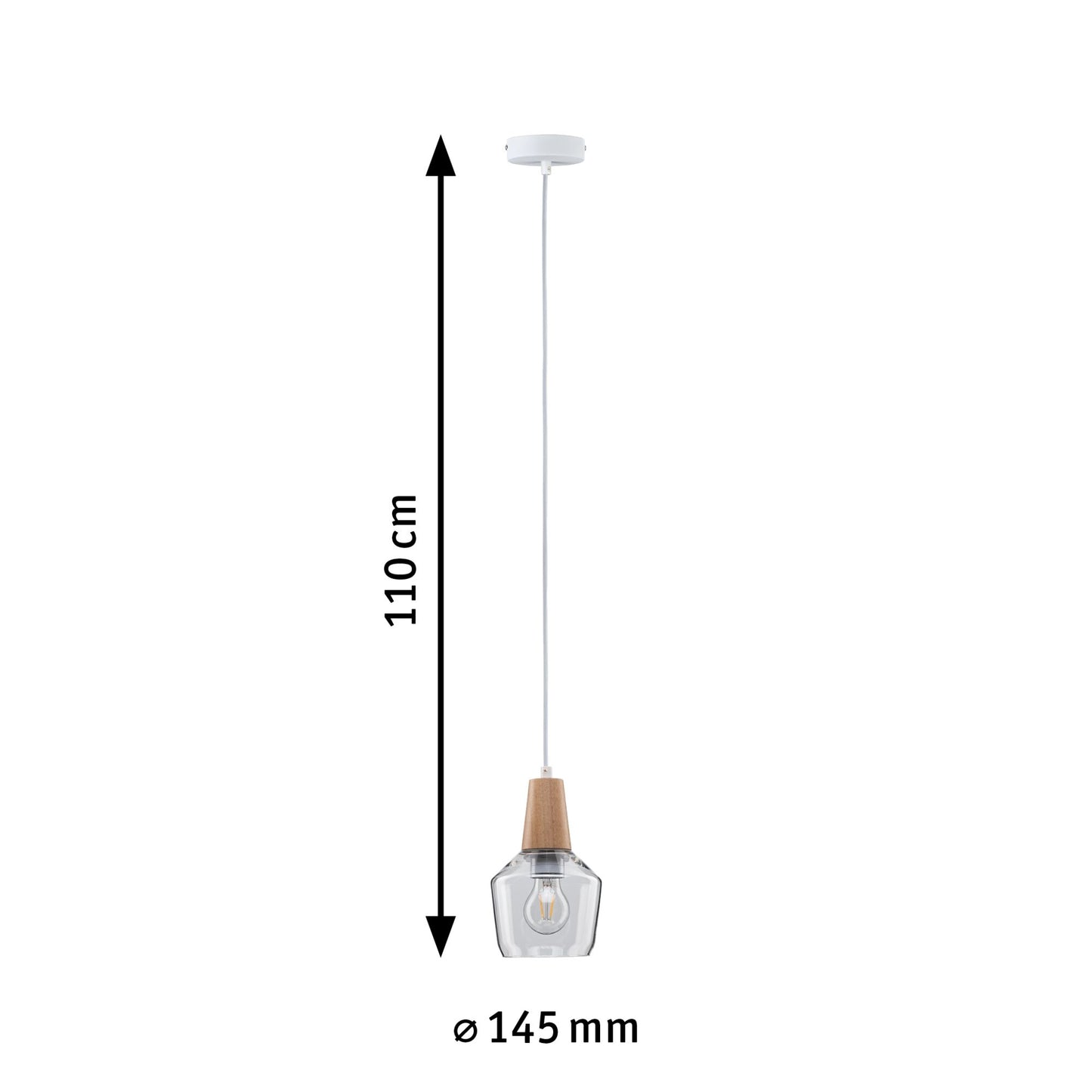 Paulmann Pendelleuchte Neordic Ylvie 1-flammig Glas/Holz
