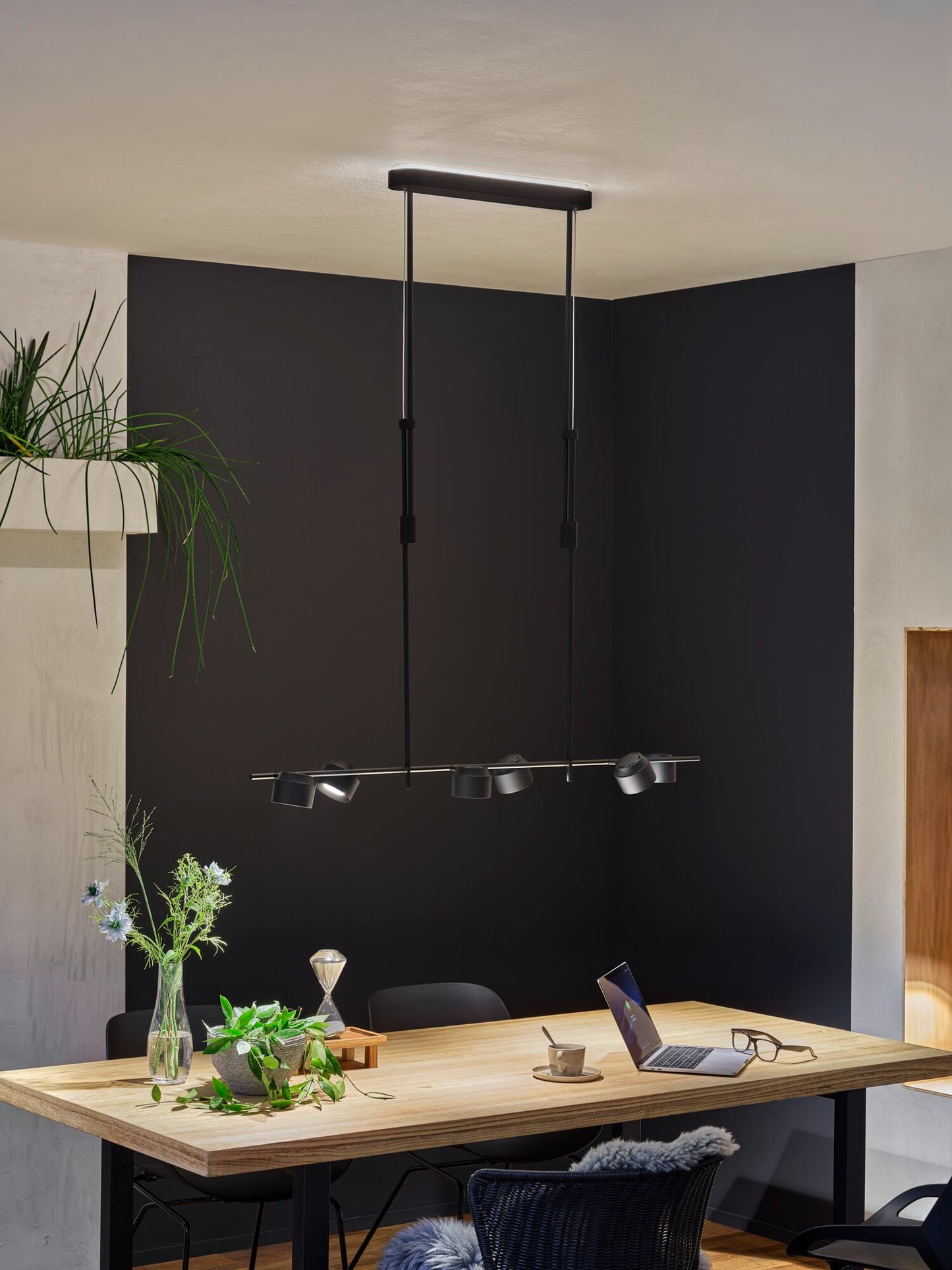 Paulmann LED Pendelleuchte Puric Pane Effect 2700K 600lm / 300lm 6x6 / 1x3W Schwarz dimmbar