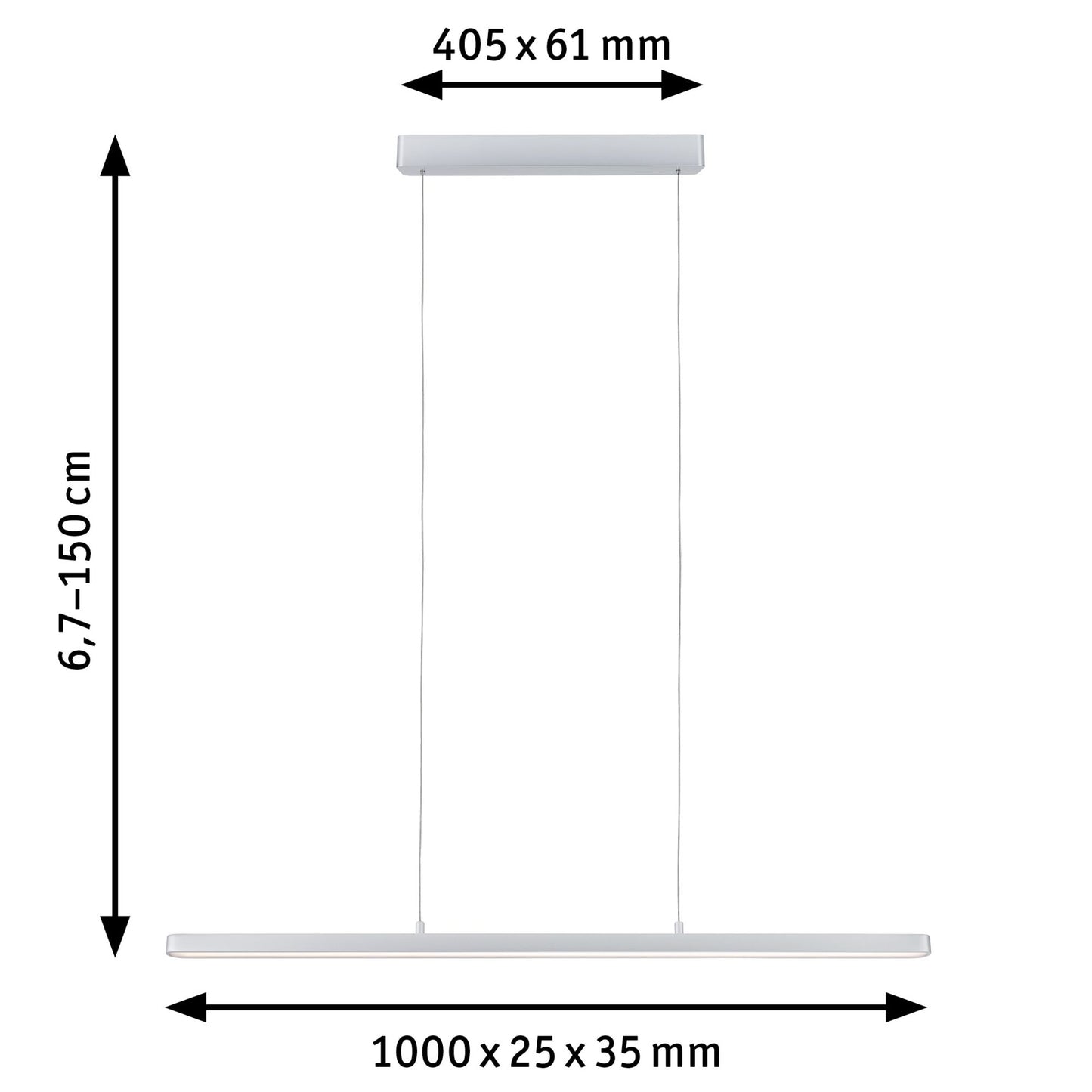Paulmann LED Pendelleuchte Lento 2700K 3495lm 42W Chrom matt höhenverstellbar