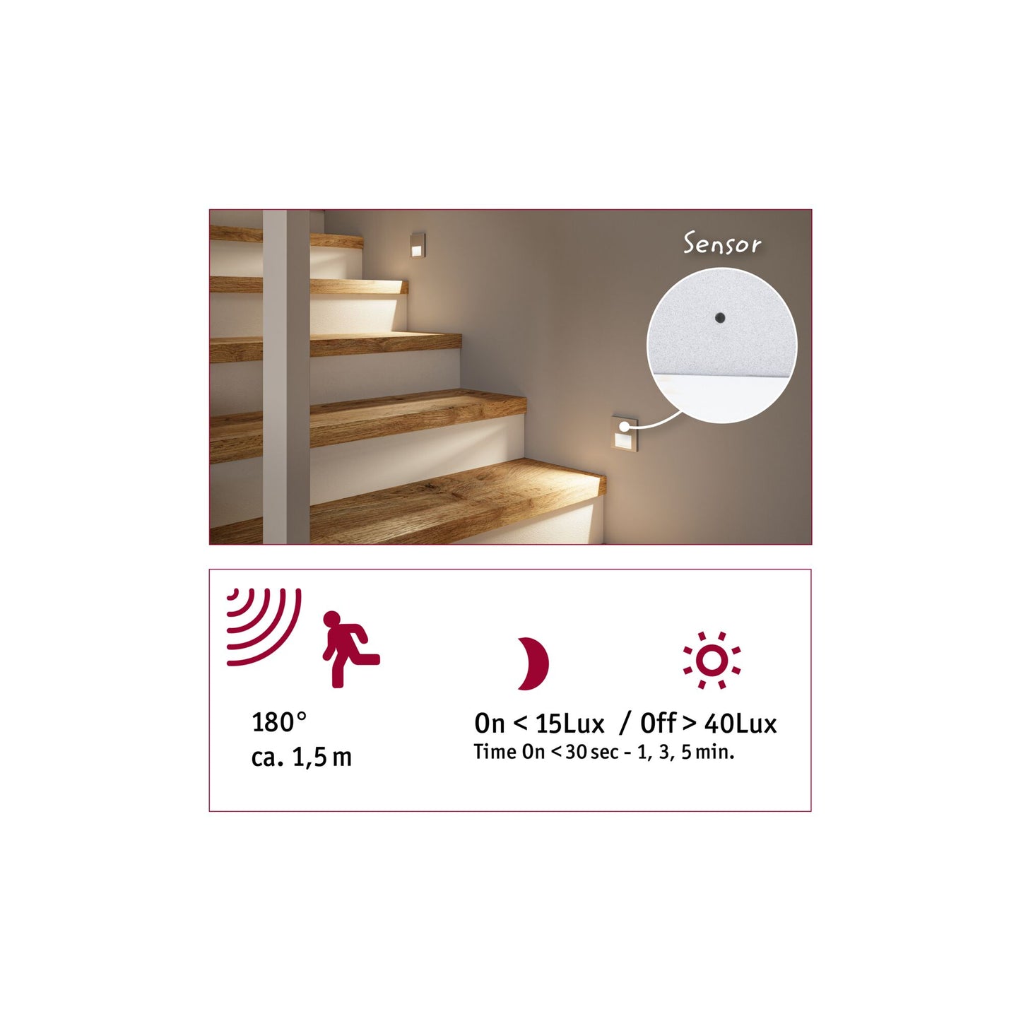 Paulmann LED Wandeinbauleuchte Tsaro eckig 80x36mm 1W 80lm 230V 2700K Chrom matt