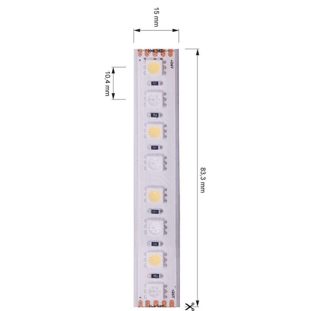 Deko-Light 5050-96-24V-RGB+2800K-5m-Silikon 65W Weiß