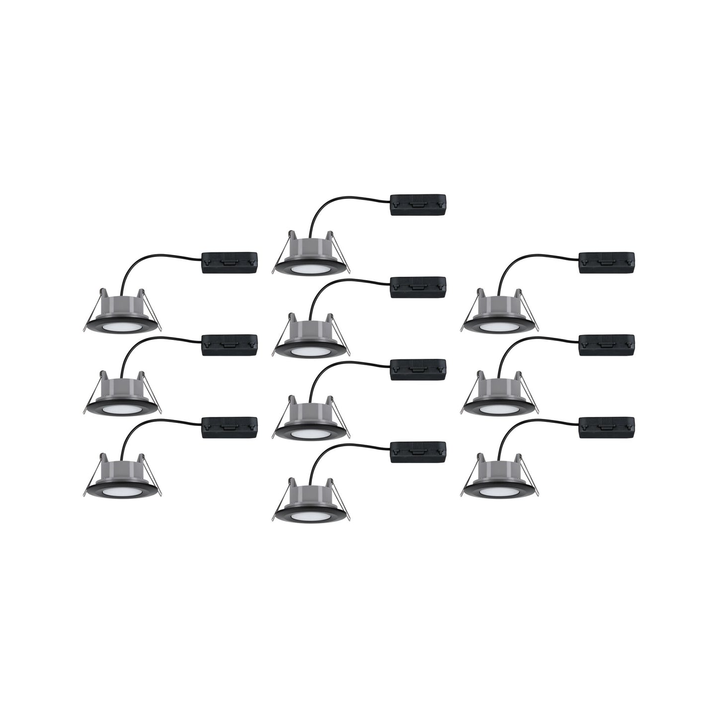 Paulmann HomeSpa LED Einbauleuchte Calla Basisset schwenkbar IP65 rund 90mm 30° 10x6W 10x500lm 230V 4000K Schwarz matt