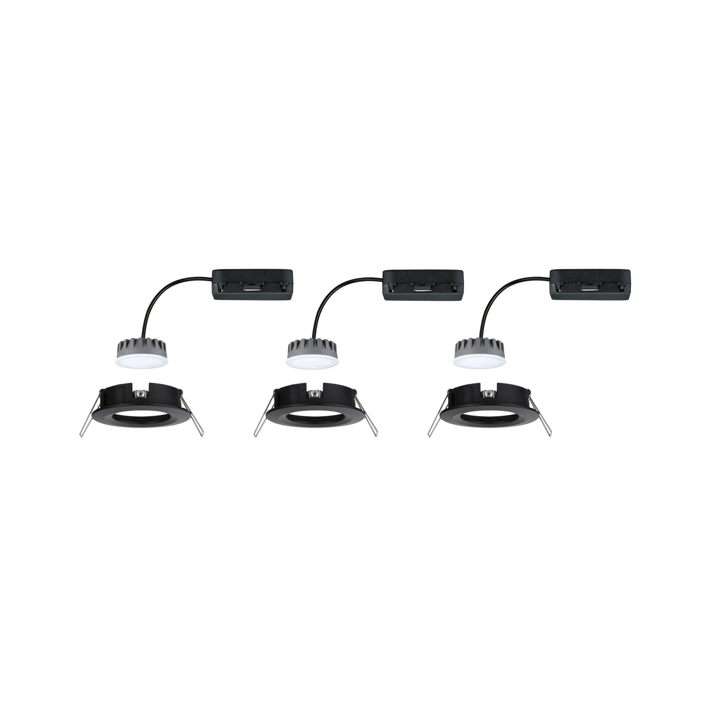 Paulmann LED Einbauleuchte Nova Plus Basisset starr Coin IP44 rund 78mm Coin 3x6W 3x470lm 230V dimmbar 2700K Schwarz matt