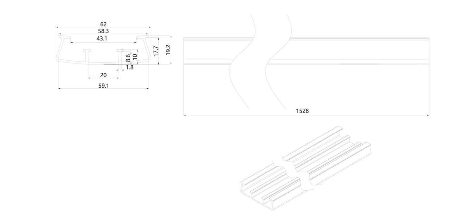 Deko-Light Sanotrunk Universal Blindabdeckung kürzbar, PC