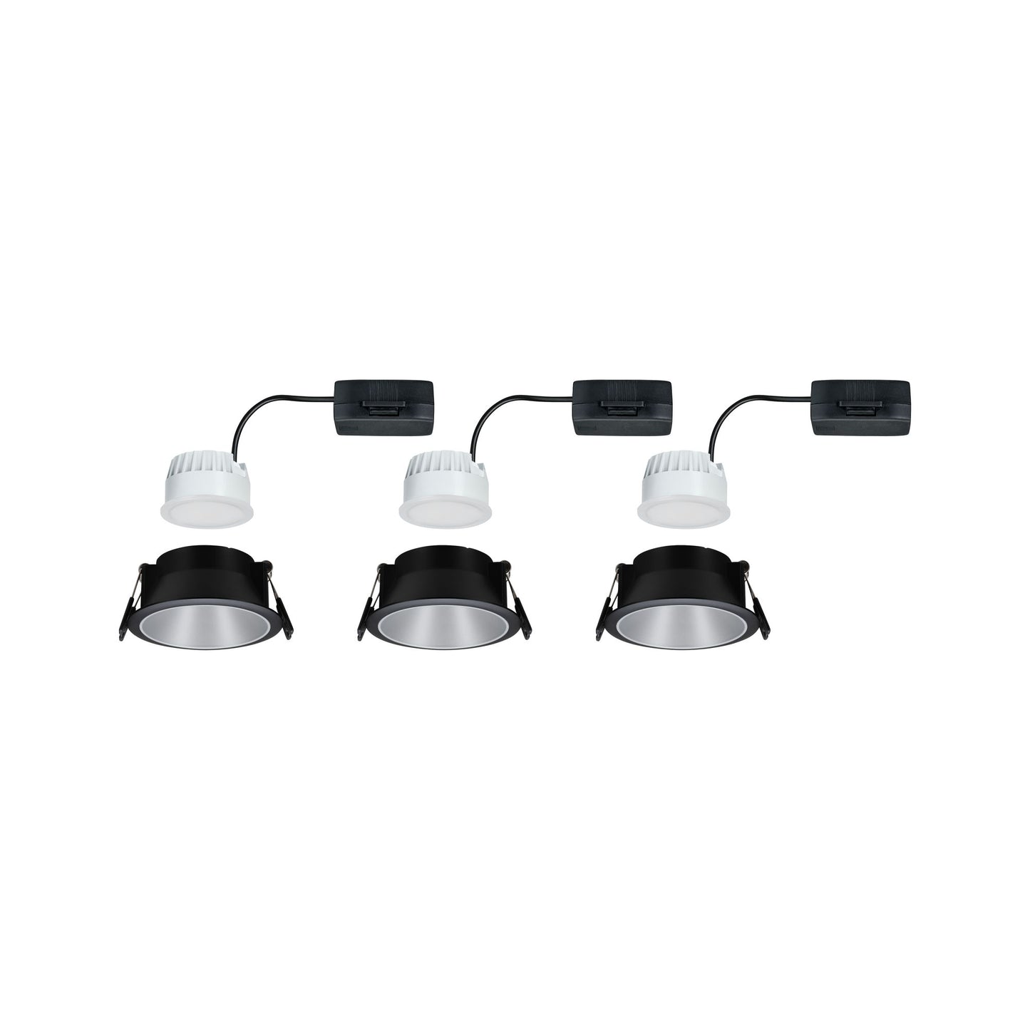 Paulmann Einbauleuchte LED Cole 3x6,5W Schwarz/Silber matt 3-Stufen-dimmbar 2700K Warmweiß