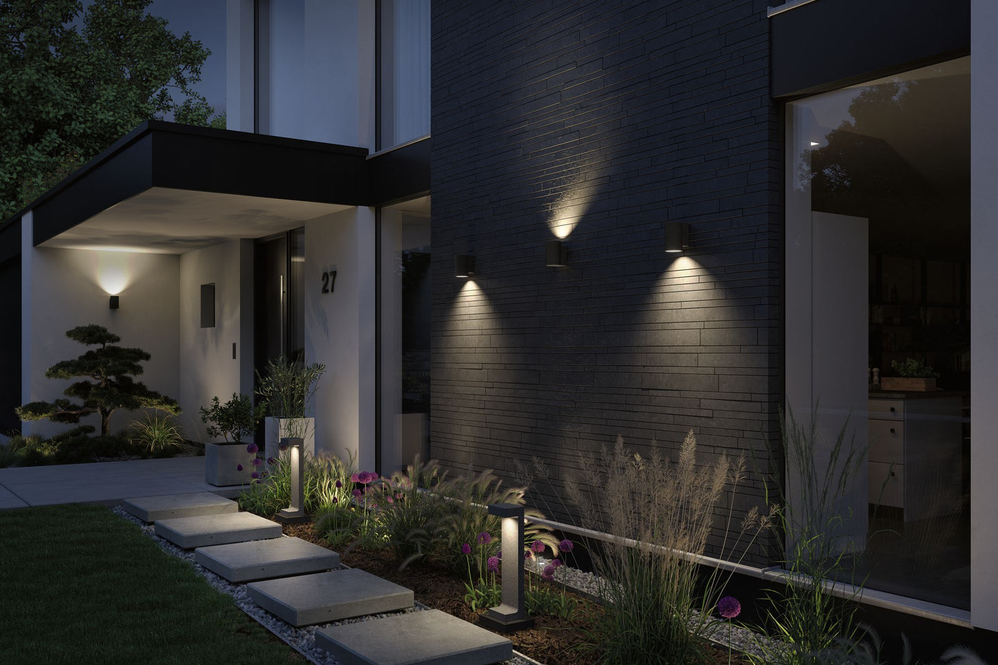 Paulmann Outdoor 230V Pollerleuchte Concrea 6,5W IP44 black 3000K Sandstone Cement
