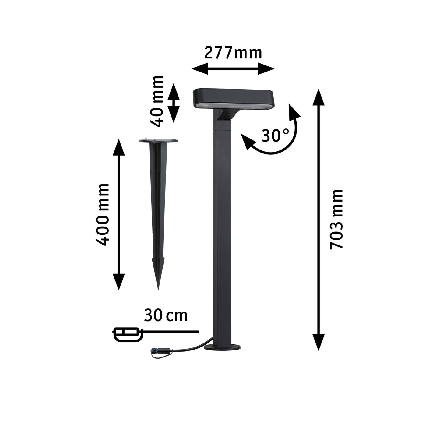 Paulmann Plug & Shine LED Pollerleuchte Ito Horizontale Ausrichtung IP65 3000K 6W Anthrazit
