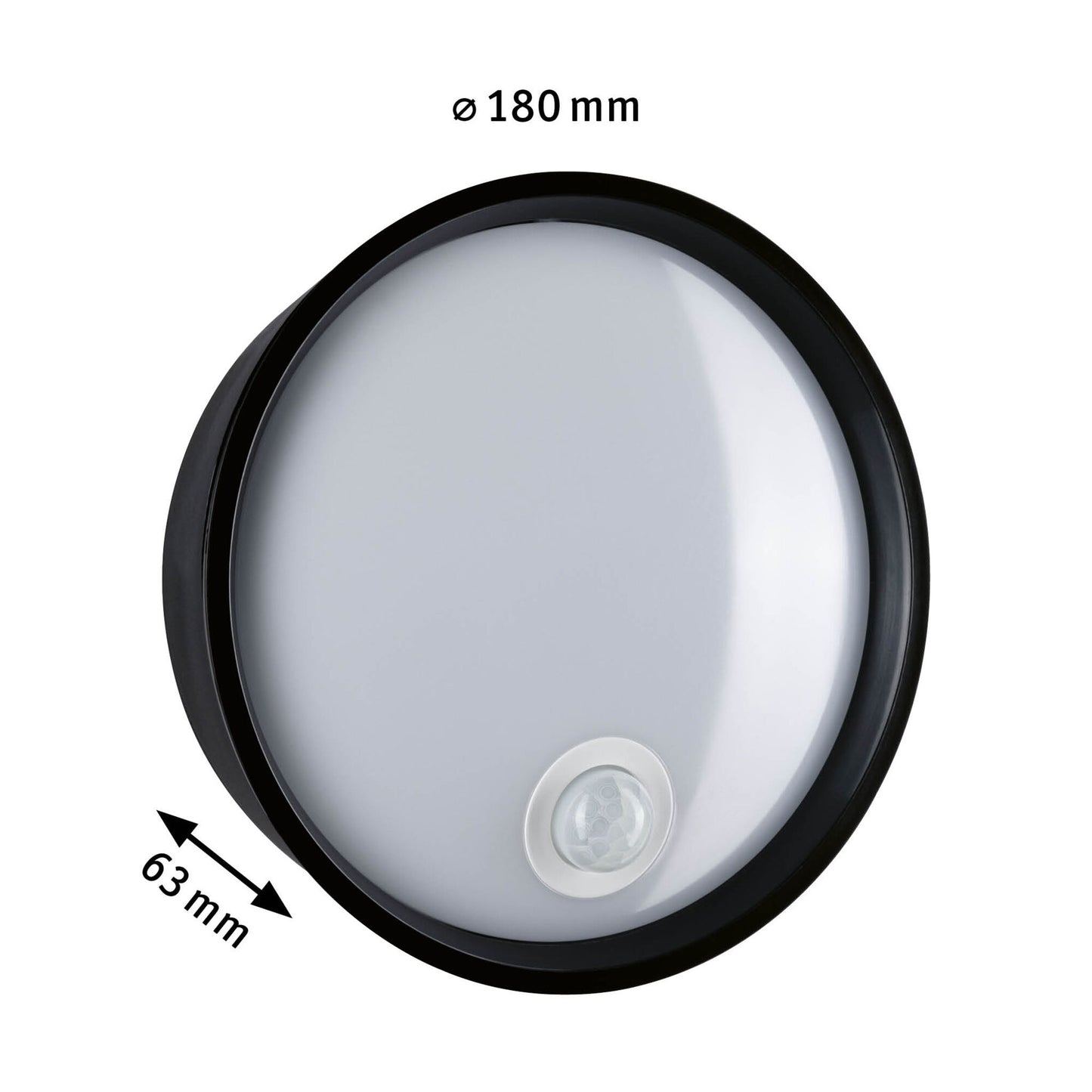 Paulmann LED Außenwandleuchte Platomo IP44 rund 180mm 3000K 14,5W 1200lm 230V Schwarz Kunststoff