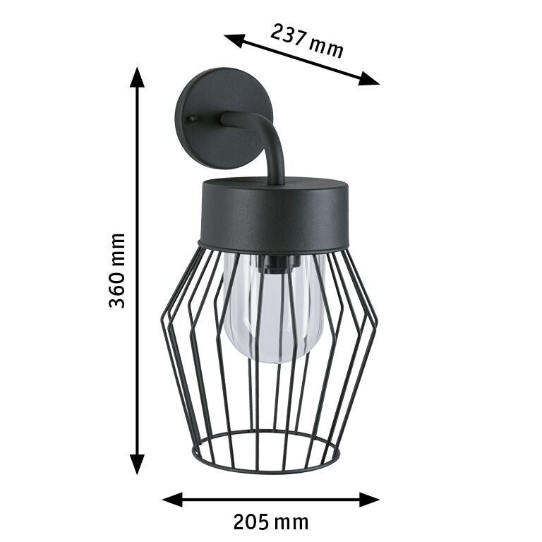 Paulmann Außenwandleuchte Lanka IP44 205x237mm max. 40W 230V Anthrazit Aluminium