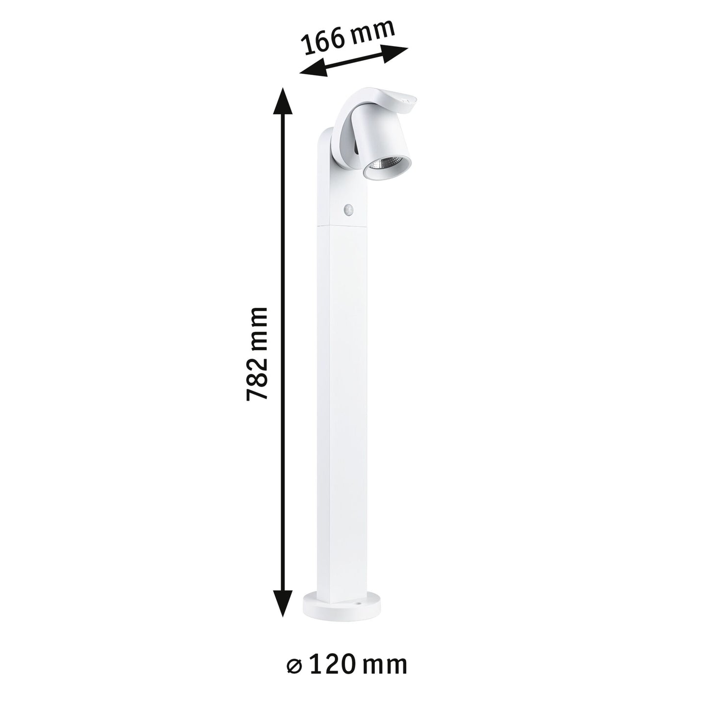 Paulmann LED Pollerleuchte Cuff Dämmerungsgesteuerter Bewegungsmelder (IR) IP44 782mm 3000K 10W 700lm 230V 70° Weiß Aluminium