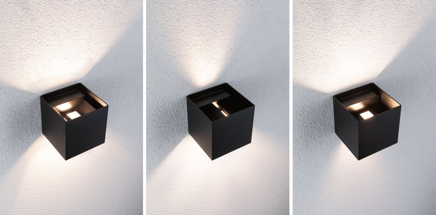 Paulmann House LED Außenwandleuchte Cybo IP44 eckig 100x100mm RGBW 2x2,5W 2x150lm 230V Anthrazit Aluminium