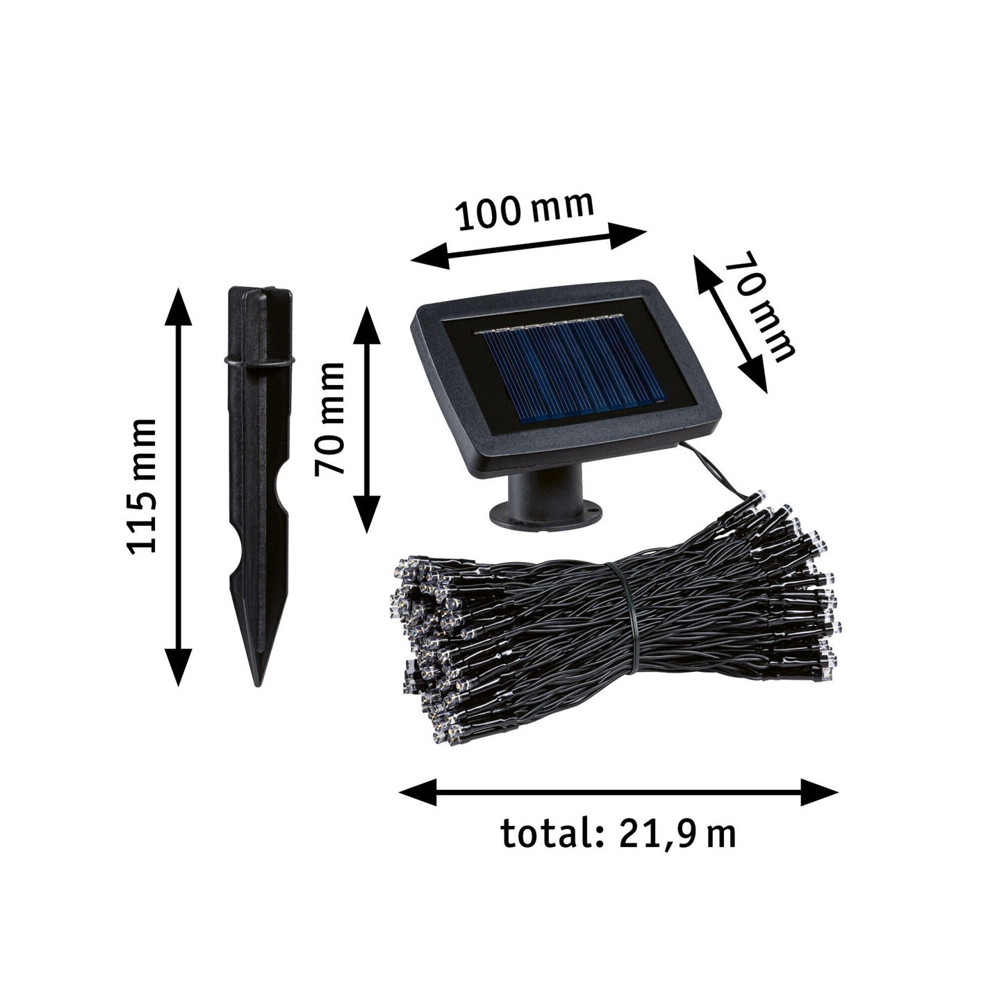 Paulmann Solar Lichterkette Aurinka IP44 3000K 200x6lm Schwarz