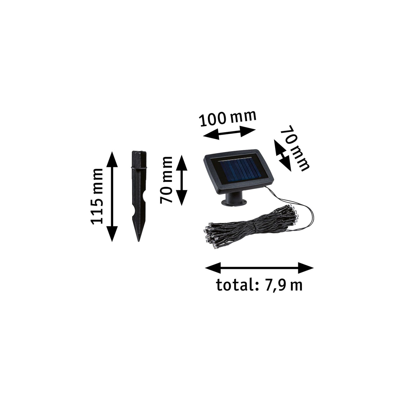 Paulmann Solar Lichterkette Aurinka IP44 3000K 60x3lm Schwarz