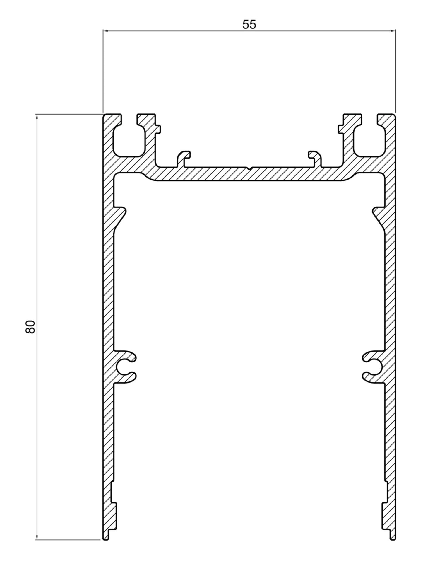 Deko-Light PLANO MS, 80 x 55mm, alu eloxiert mit LED-Träger, 2,5m