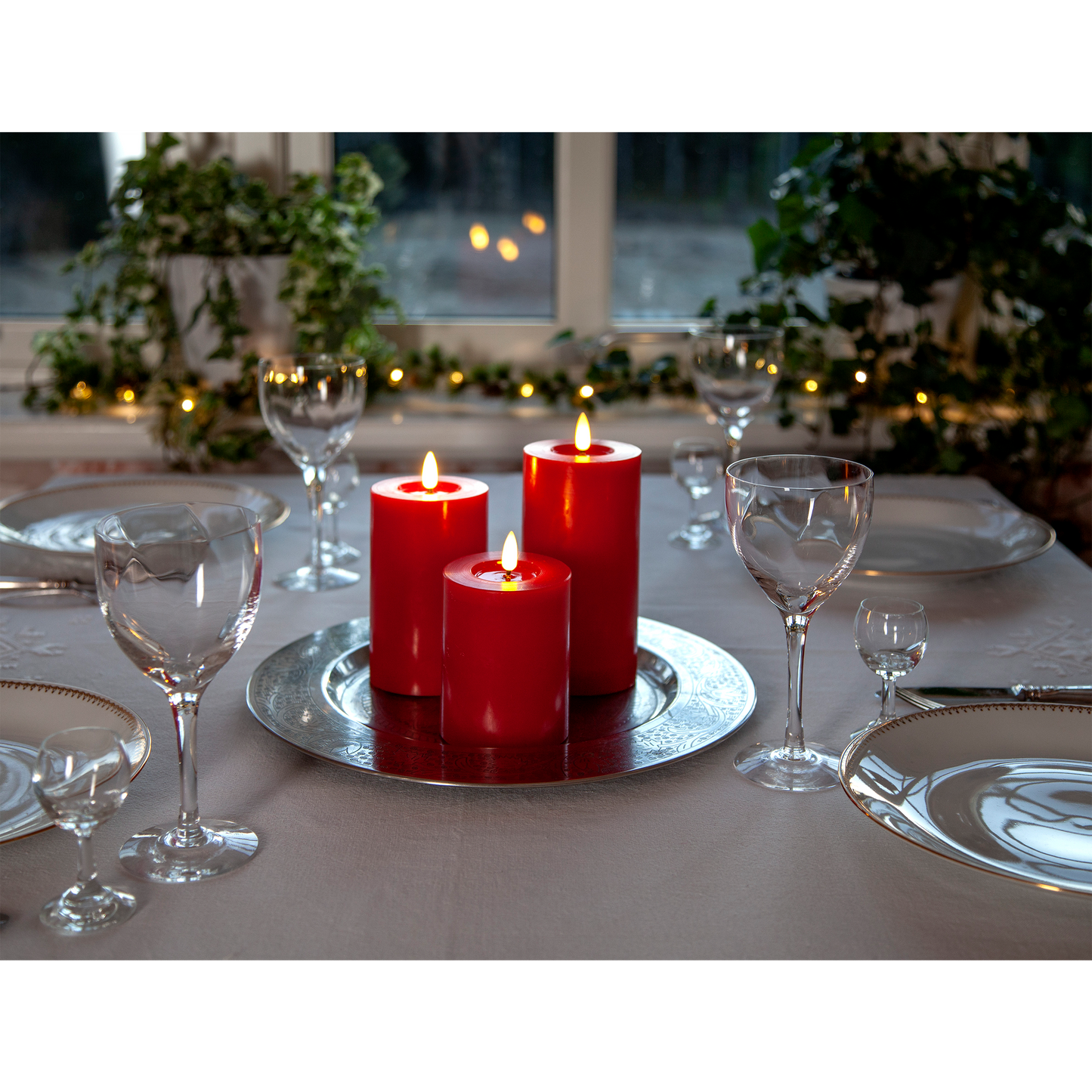 LED Wachskerze ''Flamme Flow'', rot, 12,5x7,5cm, naturgetreue Flamme