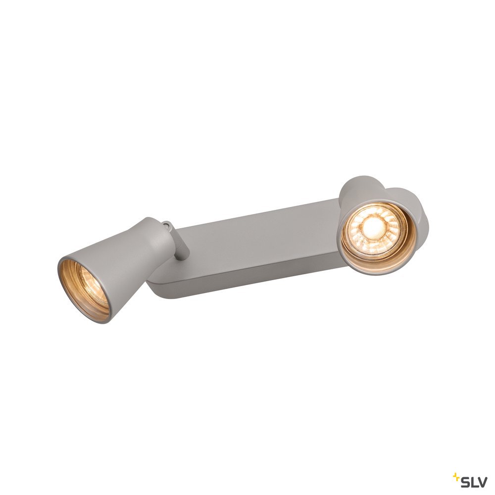SLV AVO CW Double, Indoor Wand- und Deckenaufbauleuchte, QPAR51, silber, max. 50W