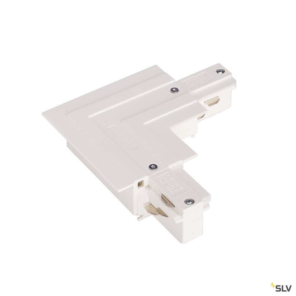 EUTRAC L-Verbinder für 3-Phasen Einbauschiene, weiss, Erde aussen