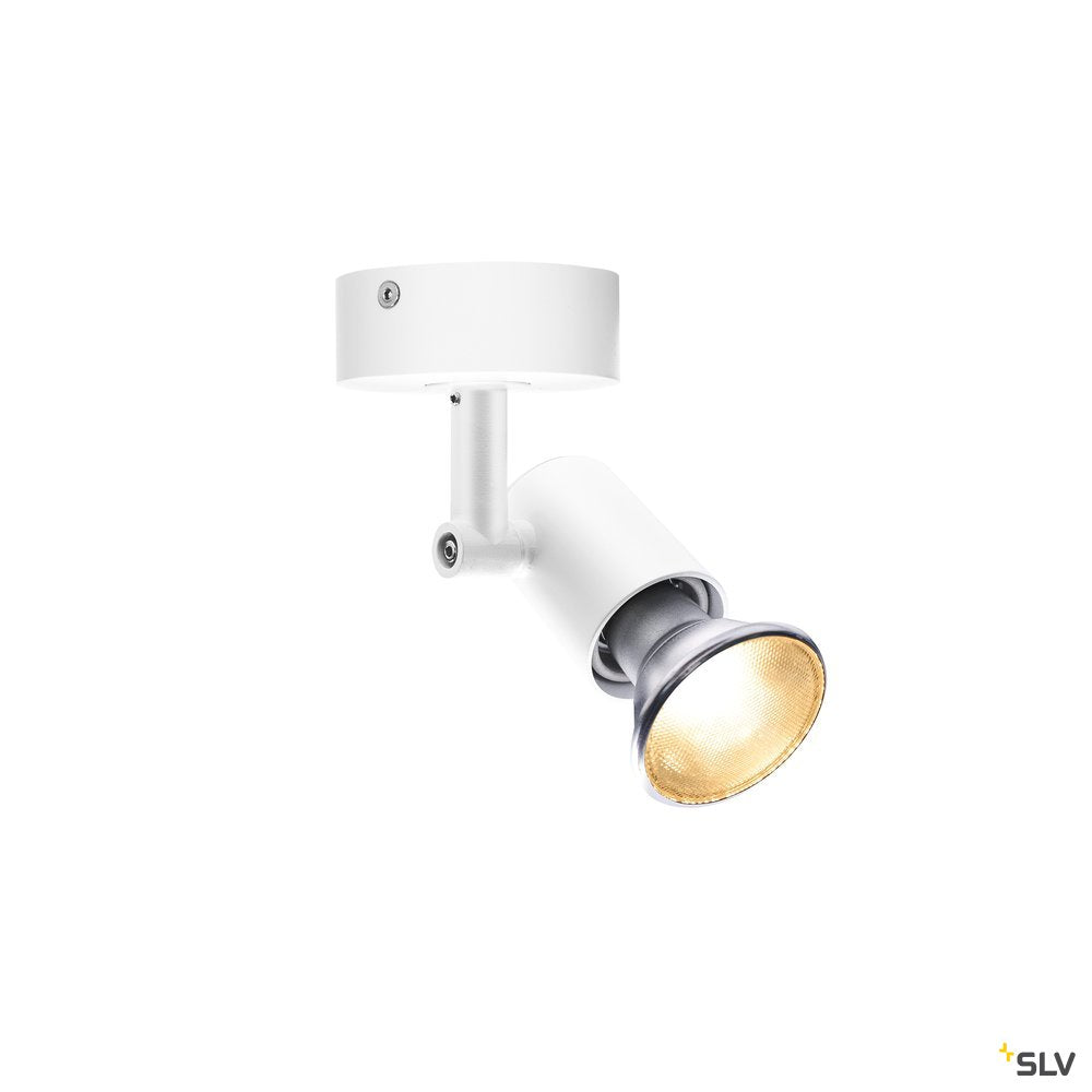 SLV SPOT E27, CW, Indoor Wand- und Deckenaufbauleuchte, weiß, max. 75W