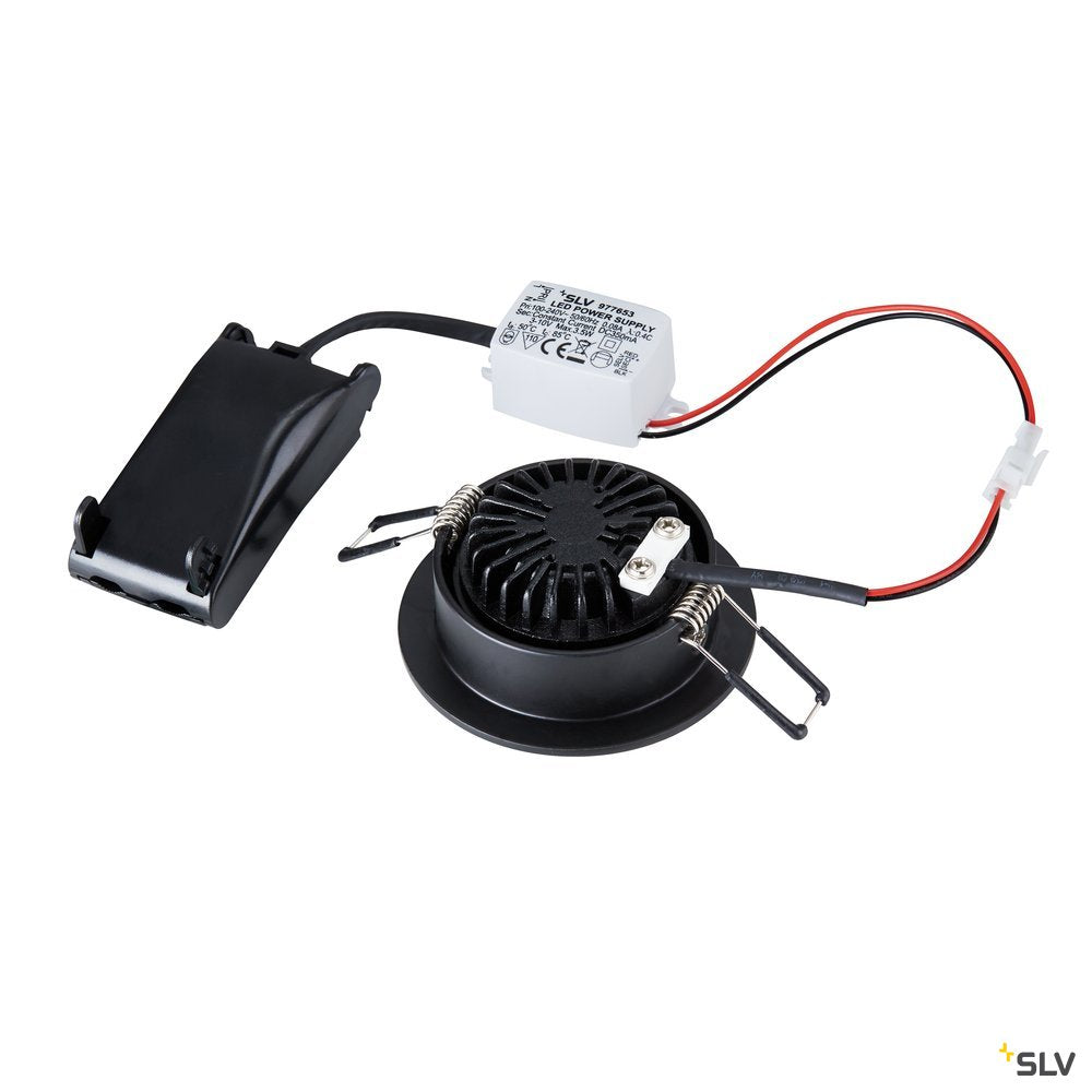SLV NEW TRIA 68 I CS Indoor LED Deckeneinbauleuchte schwarz rund 3000K 38° inkl. Treiber Clipfedern