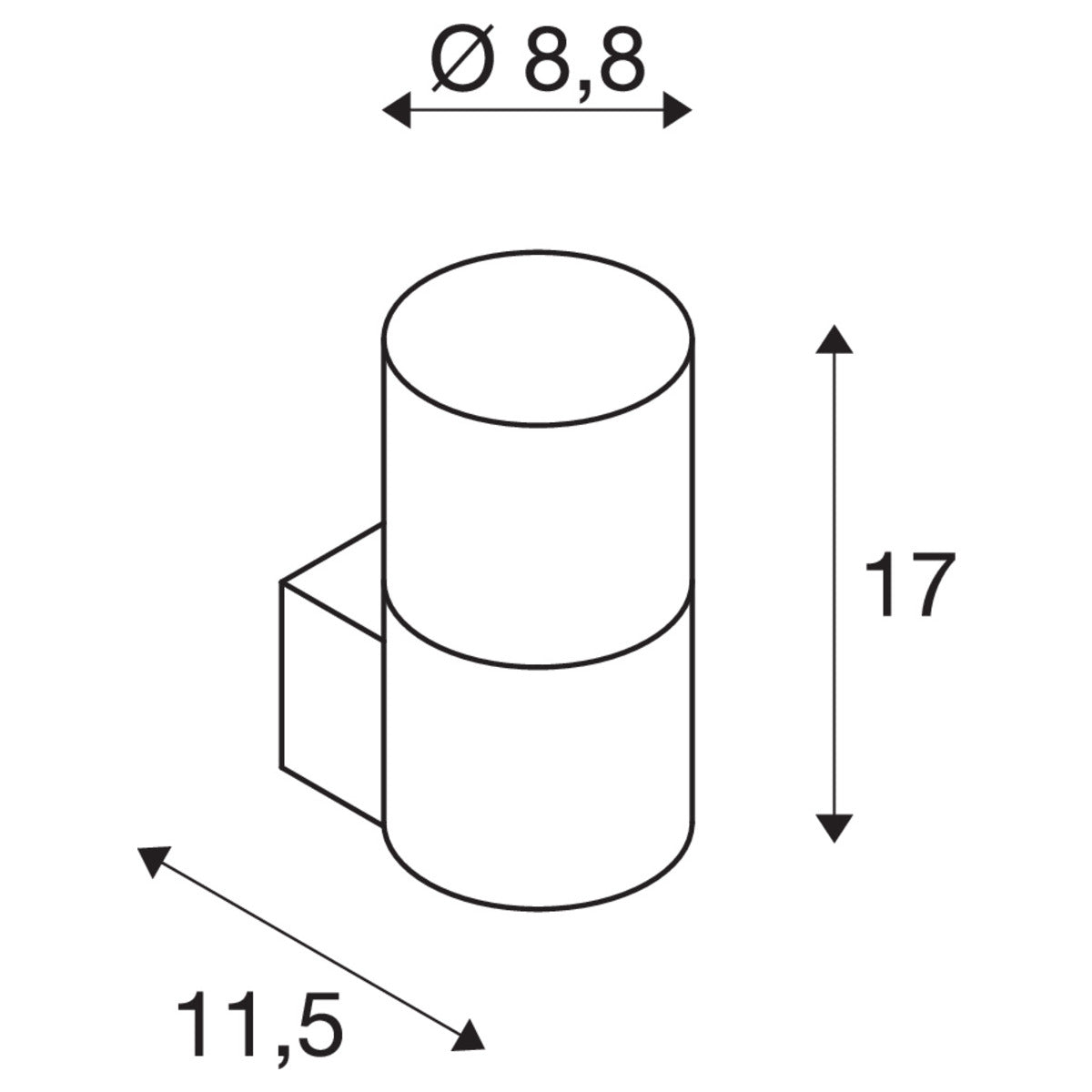 SLV GRAFIT E27 round, Wandaufbauleuchte anthrazit