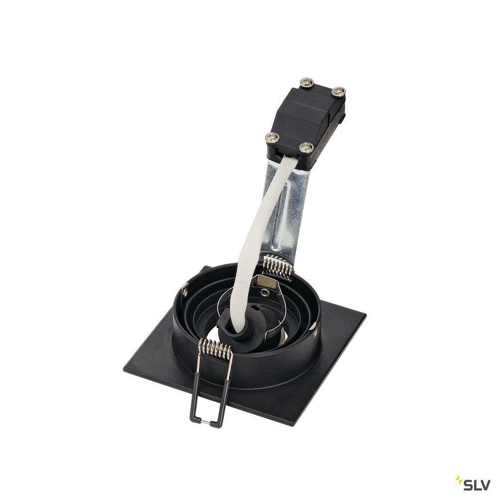 SLV NEW TRIA I GU10 Downlight, eckig, mattschwarz, max. 50W, inkl. Clipfedern
