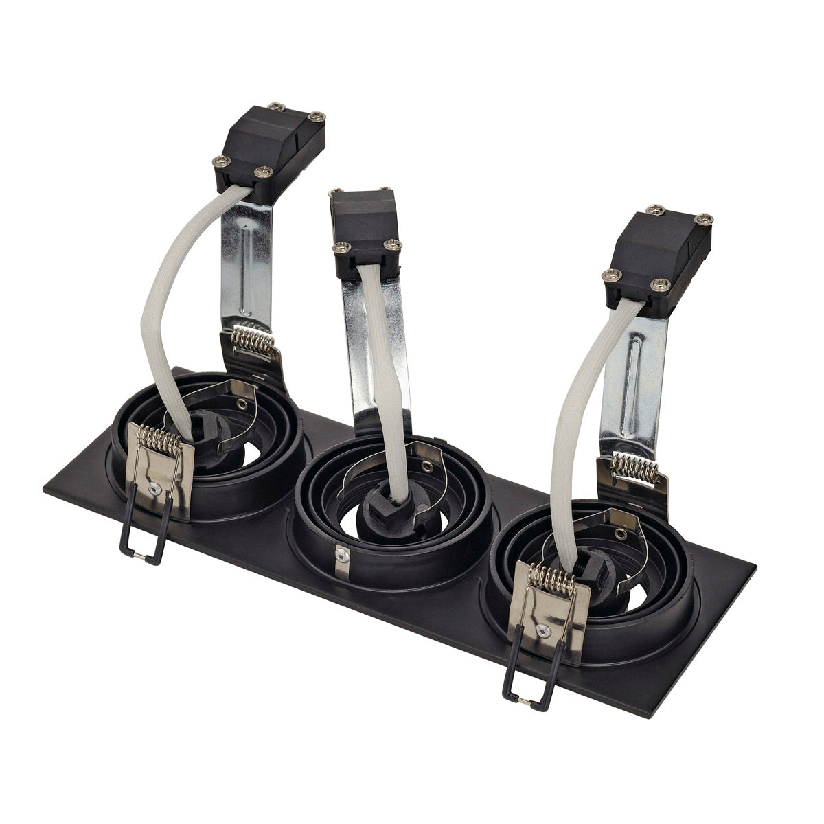 SLV NEW TRIA III GU10 Downlight, rechteckig, mattschwarz, max. 3x50W, inkl. Clipfedern