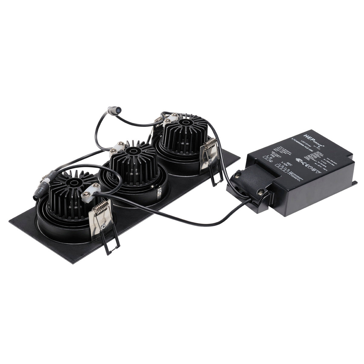 SLV NEW TRIA 3 DL SQUARE Set, mattschwarz, 3x6W, 38°, 3000K, inkl. Treiber, Clipfedern