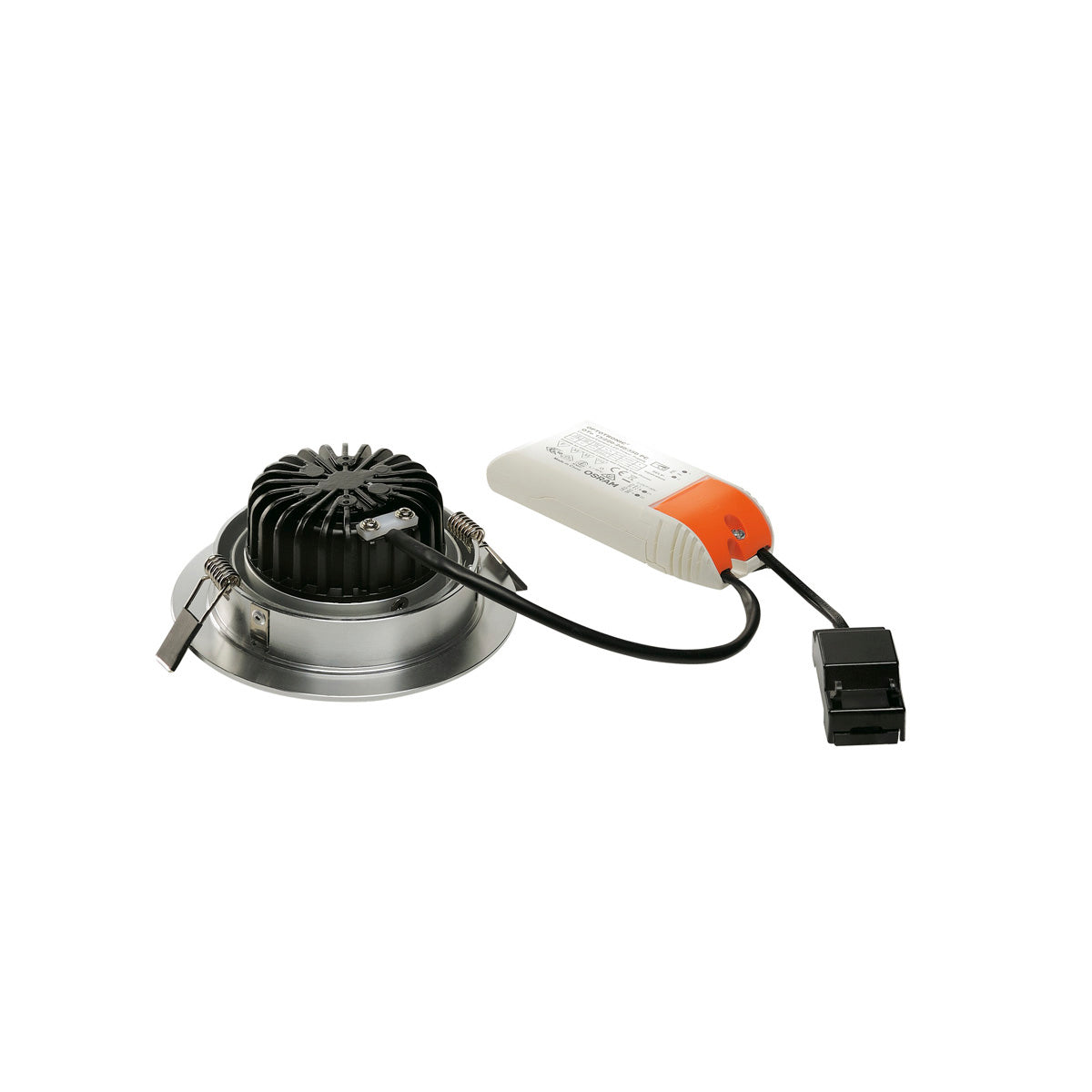 SLV NEW TRIA LED DL ROUND Set, alu-brushed, 12W, 38°, 2700K, inkl. Treiber, Clipfed.
