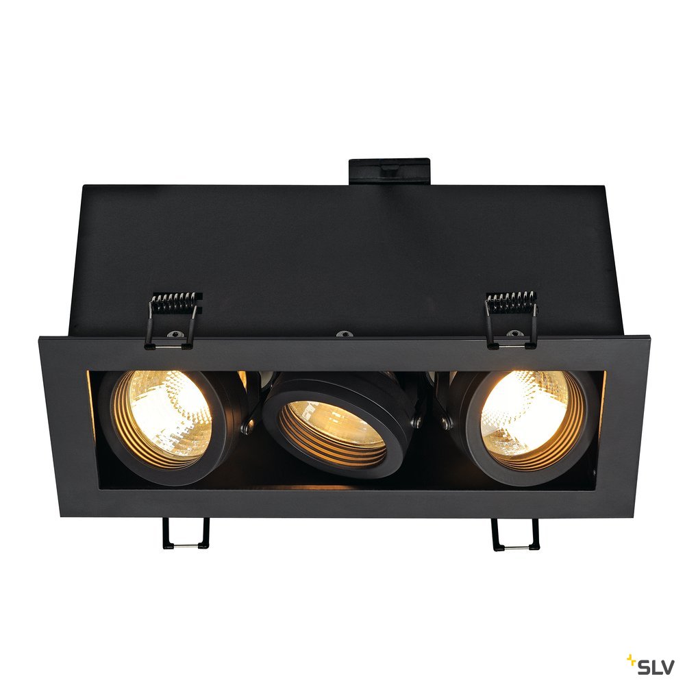 SLV KADUX 3 GU10 Downlight, eckig, mattschwarz, max. 3x50W