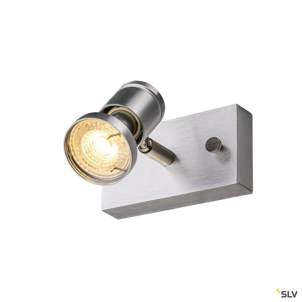 SLV ASTO I Wand- und Deckenleuchte alu brushed, GU10 Spot, max. 75W