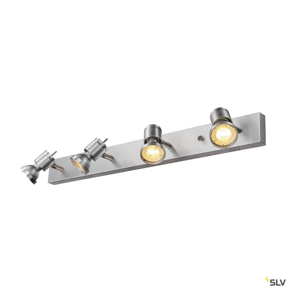 SLV ASTO IV Wand- und Deckenleuchte, alu-brushed, 4xGU10 Spot, max. 75W